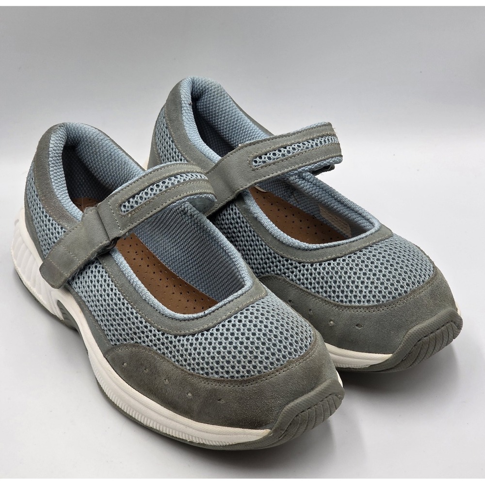 Orthofeet Womens 855 Size 10.5XW Blue Leather Mary Jane Hook & Loop Shoes
